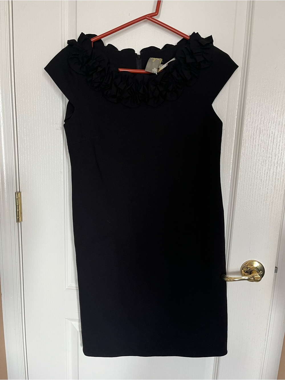 Taylor Black Dress with Rosette Neckline